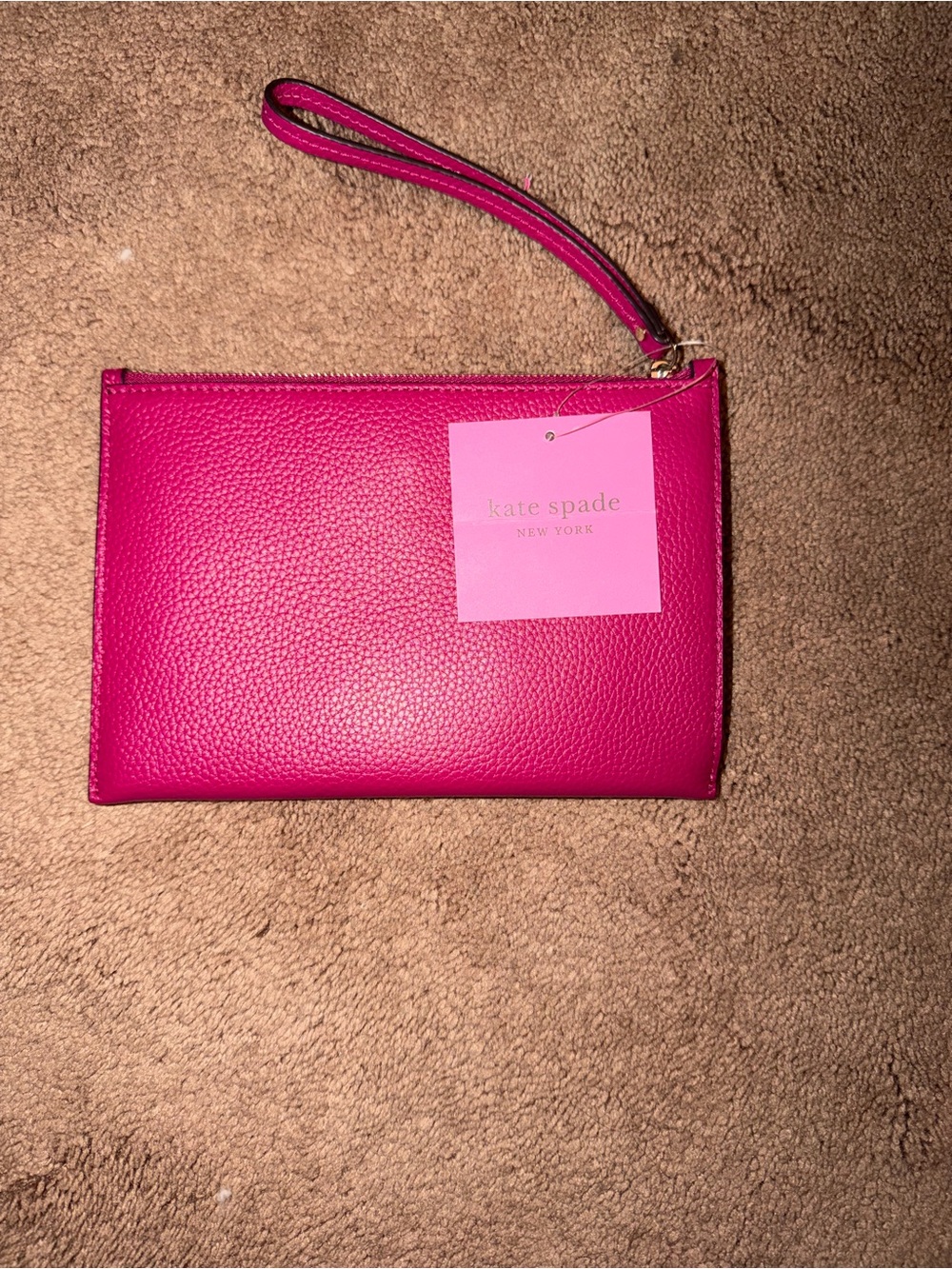 Kate Spade Pebbled
Leather Small Saddle Bag Wristlet
Anemone Pink NWT - Picture 2 of 3